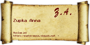 Zupka Anna névjegykártya
